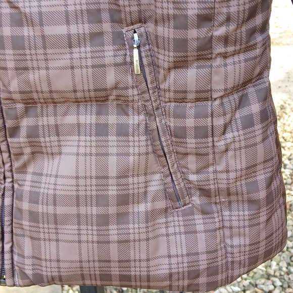 Columbia Brown Plaid Puffer Jacket 60% Down 40%feather Sz M - Picture 3 of 11